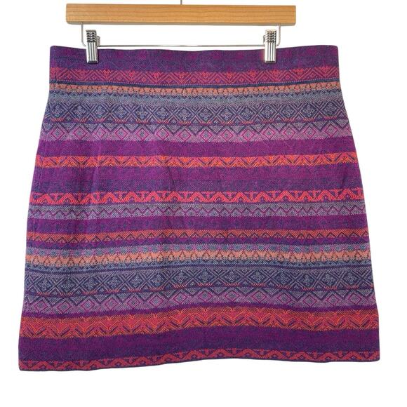 Krimson Klover Merino Wool Silk SIZE XL Geometric Print MiniSkirt Aztec Fairisle - Picture 2 of 9